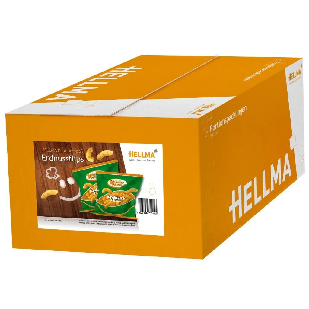 Hellma Erdnussflips 80 Portionspackungen Mais Snack Wurfmaterial 640g 3 Hellma Erdnussflips 80 Portionspackungen Mais Snack Wurfmaterial 640g