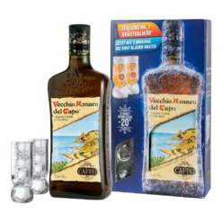 Vecchio Amaro Del Capo | Kräuterlikör Aus Kalabrien | Geschenk-Set Mit 1 Flasche 0,7l. Und 2 Ice-Shot-Gläsern -Haribo || Tassimo || Senseo Verkaufsgeschäft af03e4f6a6507a25525a415112d18b0d