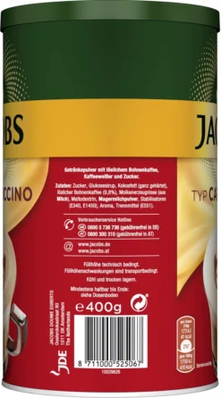 JACOBS Typ Cappuccino 6 X 400 G Dosen Feine Cremigkeit - Viel Schaum -Haribo || Tassimo || Senseo Verkaufsgeschäft b26a4aa3db2b83e8dadfb2d330aaafb4