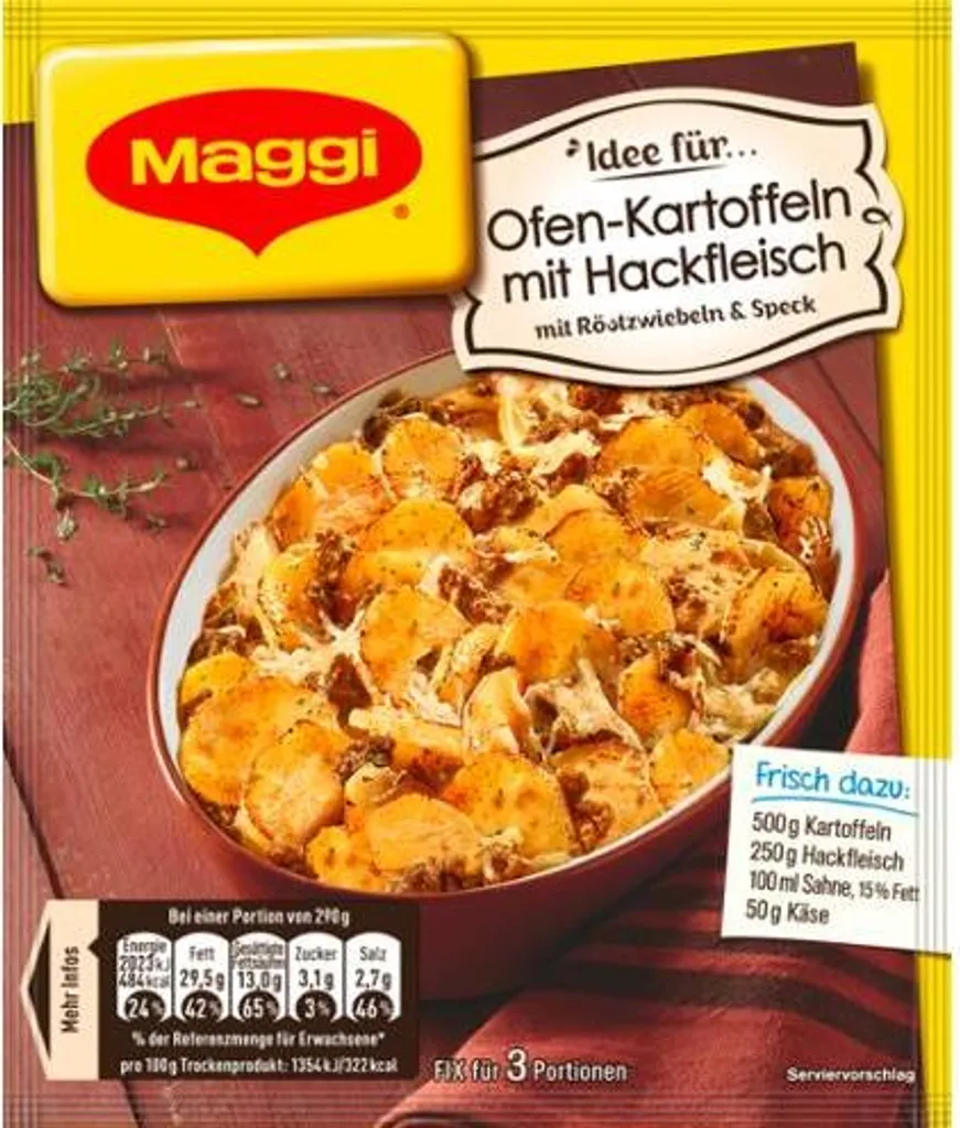 Maggi Fix Für Ofen Kartoffeln Mit Hackfleisch Mit Röstzwiebeln 34g 4 Maggi Fix Für Ofen Kartoffeln Mit Hackfleisch Mit Röstzwiebeln 34g – Bild 2