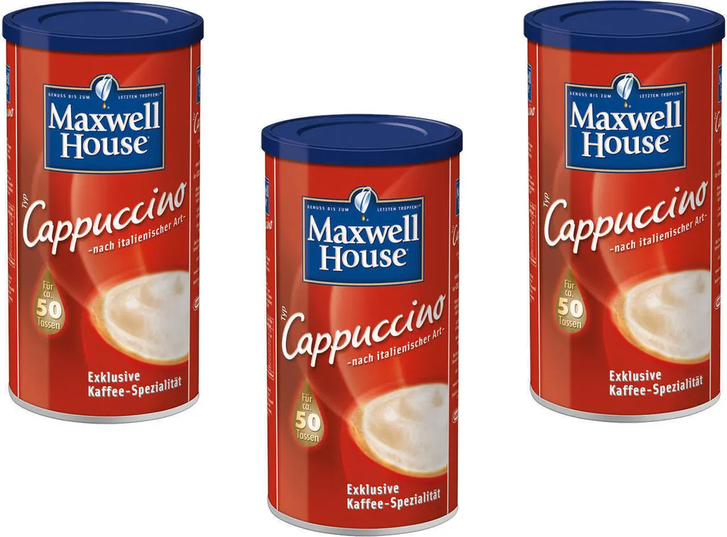 MAXWELL HOUSE Typ Cappuccino Löslicher Kaffee 3 X 500 G Instantkaffee 3 MAXWELL HOUSE Typ Cappuccino Löslicher Kaffee 3 X 500 G Instantkaffee