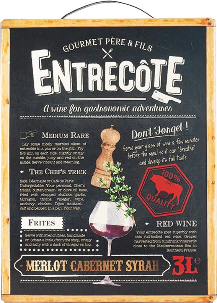 Bag-in-Box - 2019 Merlot Cabernet Syrah - Rotwein - ENTRECOTE 3 L., Auswahl:1 Box 4 Bag-in-Box - 2019 Merlot Cabernet Syrah - Rotwein - ENTRECOTE 3 L., Auswahl:1 Box – Bild 2