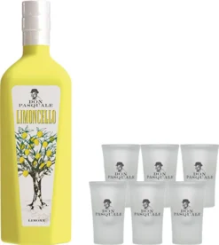 Don Pasquale Set Limoncello 0,7L (30% Vol) + 6x Shotglas Gläser Gratis - Likör Limoncello Zitrone - [Enthält Sulfite]