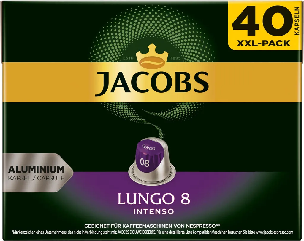 Jacobs Lungo 8 Intenso XXL-Pack | 40 Nespresso® Komp. Kapseln 3 Jacobs Lungo 8 Intenso XXL-Pack | 40 Nespresso® Komp. Kapseln