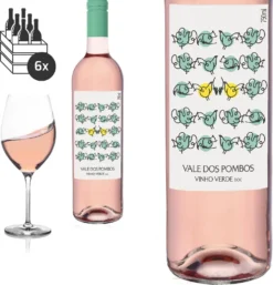 6er Karton 2021 Vinho Verde Rosado Vale Dos Pombos Von Quinta Da Lixa - Roséwein