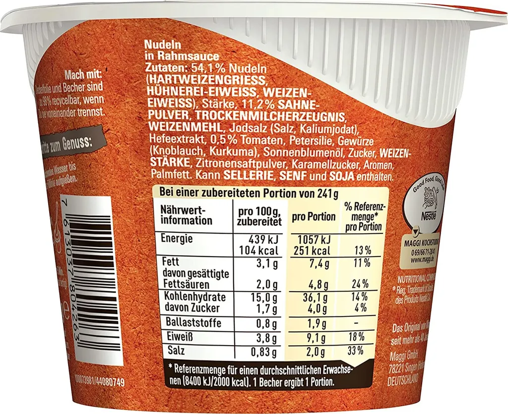 Maggi - 5 Minuten Terrine - Nudeln In Rahmsauce 61g 5 Maggi - 5 Minuten Terrine - Nudeln In Rahmsauce 61g – Bild 3