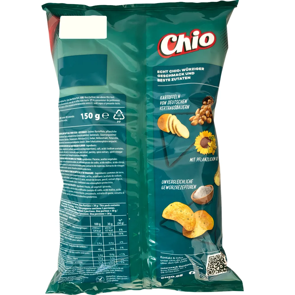 Chio Chips Salt And Vinegar Salz Und Essig Vegetarisch Tüte 150g 6 Chio Chips Salt And Vinegar Salz Und Essig Vegetarisch Tüte 150g – Bild 4