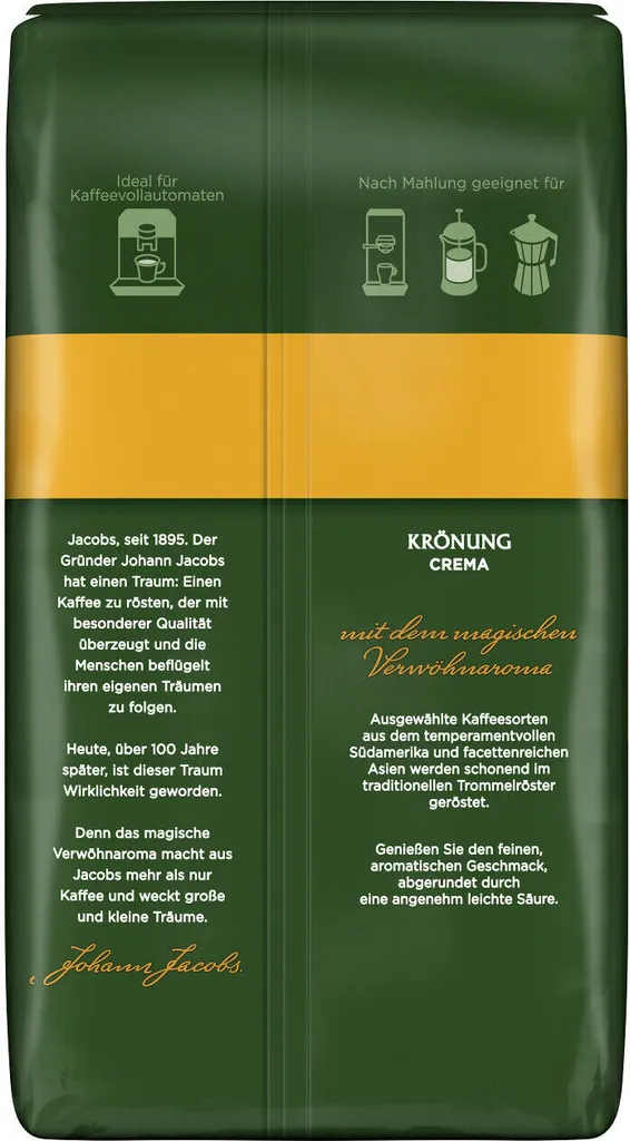 JACOBS Kaffeebohnen Krönung Crema 3 Kg Ganze Geröstete Bohnen + 1 Jacobs Barista Becher + 1 Dose 5 JACOBS Kaffeebohnen Krönung Crema 3 Kg Ganze Geröstete Bohnen + 1 Jacobs Barista Becher + 1 Dose – Bild 3