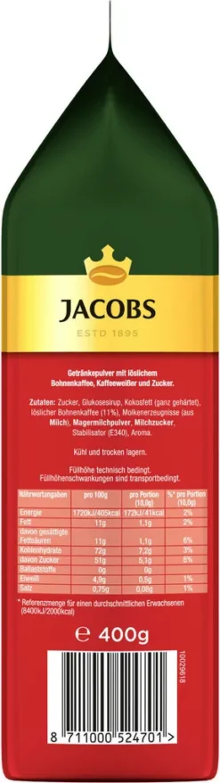 JACOBS Typ Cappuccino 10 Beutel Löslicher Kaffee Intantkaffee 10 X 400 G Cremig -Haribo || Tassimo || Senseo Verkaufsgeschäft fca7a63c6be9b0878ede75d4d21ddb01